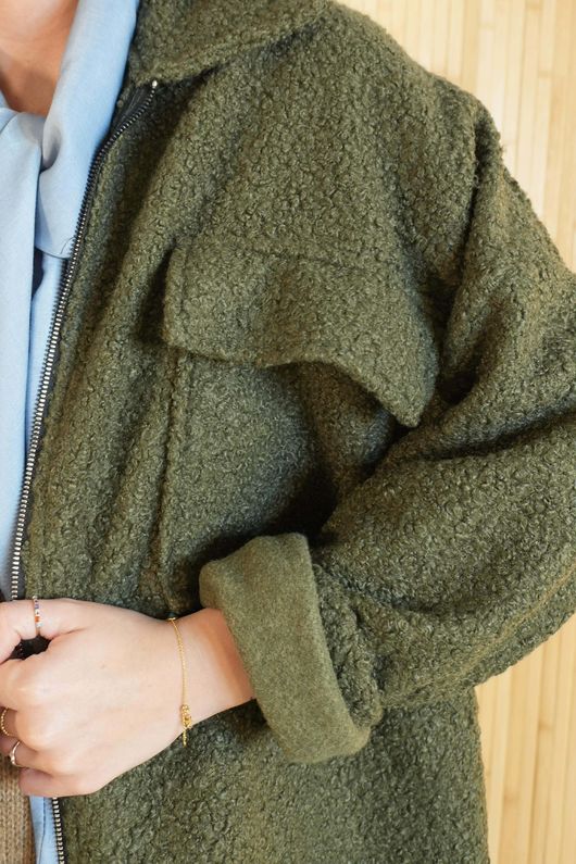 Eversley Stretch Boucle Barn Jacket Deep Khaki /15=